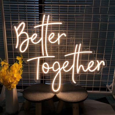 China Custom Advertising Logo High Quality Acrylic Lights New Simple Design Upgrade Together LED Neon Sign For Wedding Party Party Wall Decor for sale