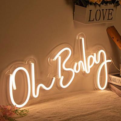 China DropShipping Custom Simple Logo Baby LED Acrylic Neon Sign High Quality Lights Up Advertising DropShipping oh for Wedding Party Party Wall Decor for sale