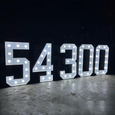 China Stores Designer Free Customized Size Logo 4ft Giant Lights Big Up Letters LED Marquee Numbers For Wedding Decoration for sale