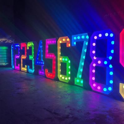 China Stores Manufacturer Customized Size Logo 4ft Giant Light Up Letter LED RGB Marquee Numbers For Wedding Decoration for sale