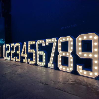 China Stores Factory Customized Size No MOQ Logo Giant Light Up Big Letter LED Marquee Numbers 4ft For Wedding Decoration for sale