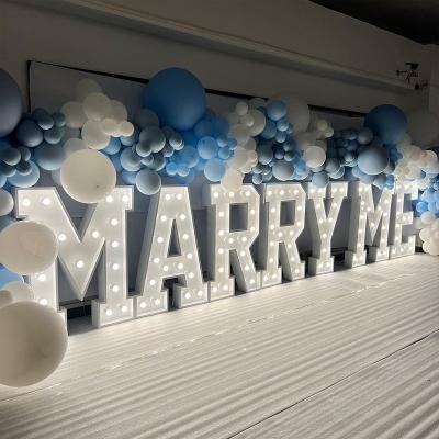 China Stores Manufacturer Customized Marry Me 4ft Large Giant Stainless Steel Numbers LED Marquee Light Letter For Wedding Party Decor for sale