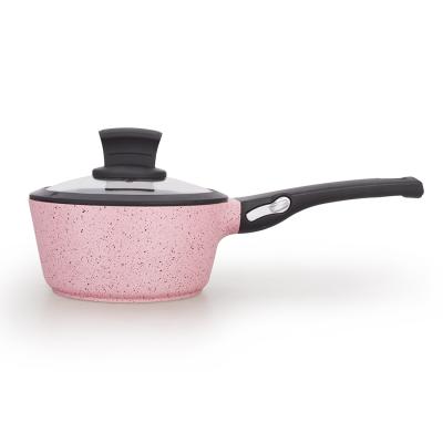 China 2020 Marble Rose Sustainable Non Stick Silicone Cookware Sauce Pan With Removable Handle for sale