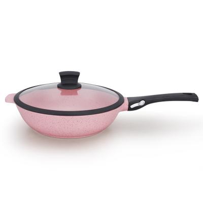 China Traditional Amazon's best-selling products with the same die-casting aluminum rose pink frying pan with detachable handle for sale