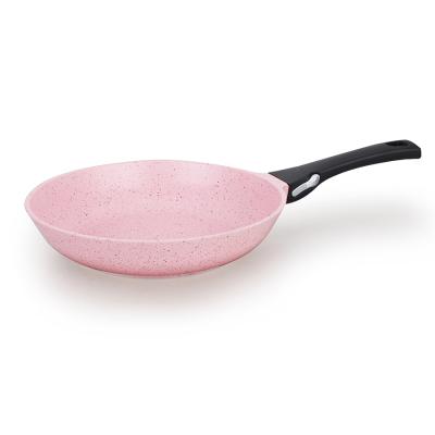 China Vintage Rose Marble Stone Non Stick Skillet With Detachable Handle for sale