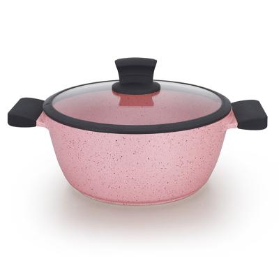 China Winlife 2021 Vintage Rose Marble Stone Non Stick Casserole With Detachable Handle for sale