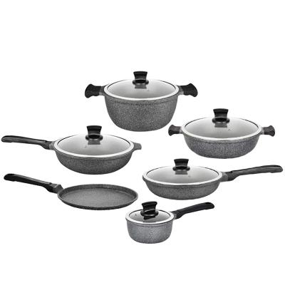 China Factory direct wholesale high quality viable customization shallow die casting granite cookware set for sale