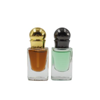 China Arabic Attar Cuboid Glass Perfume Personal Care Essential Oil Tola 6ML Oud Glass Bottle With Zamak Cap for sale