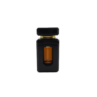 China Unique Personal Care Black 3ml Crystal Cuboid Empty Essential Oil Attar Bottle For Oud Fragrance for sale