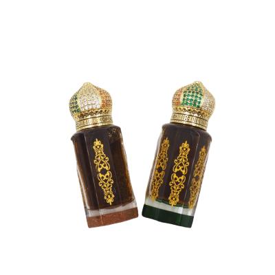 China Hot Sale 3ml 6ml 12ml Luxury Personal Care Jewelery Hat Fancy Attar Tola Bottle With Crystal Base For Oud Oil for sale