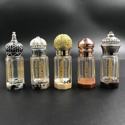 China New Design Luxury Marble Top Hat Personal Care Jewelry Fancy Toli Bottom Essence Bottle For OUD Oil for sale