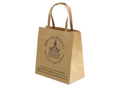 China Foldable Kraft Paper Bags With Flat Handle / Logo Printing SGS for sale