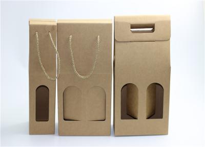 China Wine Gift Kraft Paper Bags Packaging Bag / Brown Paper Bag With Window for sale