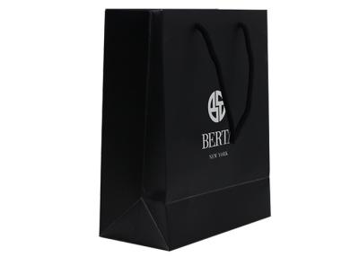 China Custom Logo Nice Printing Luxury Jewelry Shopping Bags Decorative Black Matte Retail Paper Bags for sale