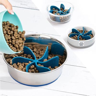 China New Design Sustainable Hot Selling Plastic Or Silicone Pet Food Eco-Friendly Choking Spiral Anti Eating Dog Slow Feeder Bowl Insert for sale