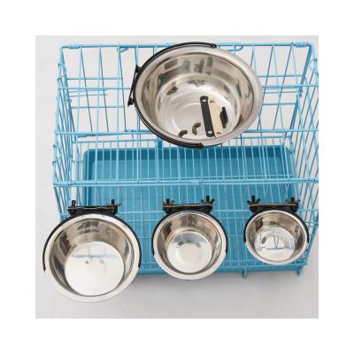 China Purrini Automatic OEM ODM Hanging Stainless Steel Bowl Cage Food Water Feeder Removable Plastic Birds Feeding Fixed Pets Hanging Dog Bowl for sale