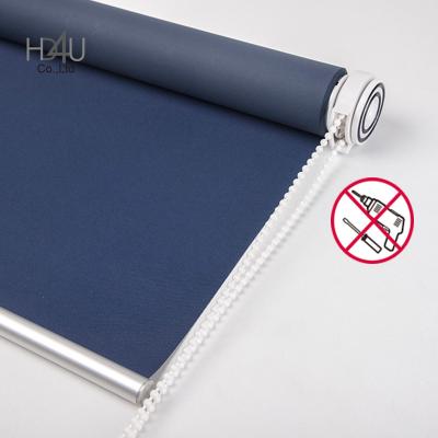 China New Screw Free Roller Blind Design Screw Free Installation Inside Mount Blackout Tension Roller Blinds for sale