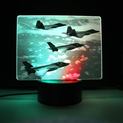 China Customized Color Changing Plane Shape LED Kids Room Decor Lighting 3D Led Illusion Lamp 3D Night Light For Boys Birthday Gift for sale