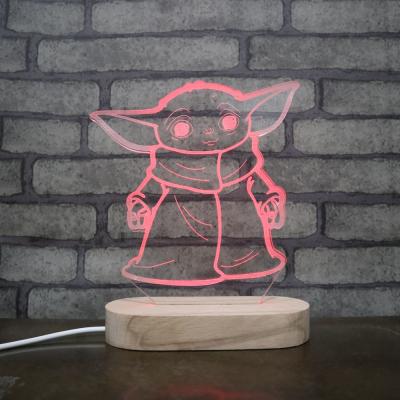 China Modern 3D Led Night Light Visual Illusion Lamp Anime Character Lights 16 Tone Remote Control Ed for sale