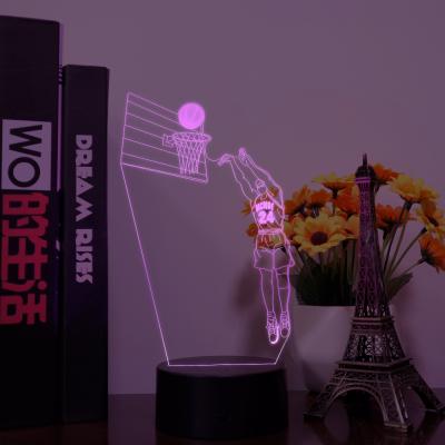 China Eco-friendly Basketball Player 3d Motion Sensor Led Plexiglass Table Desk 3d Light Creative Visualization Lamp for sale