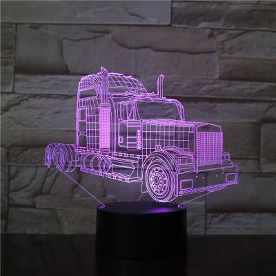 China Eco-friendly truck shape usb base 3d night light lamp led 7 colors changing 3d panel lamp for sale