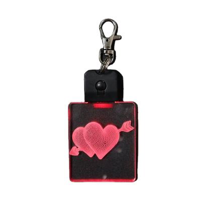 China Fashionable Factory Custom 3D Laser Engraved Heart And Love Design Logo Key Holder Crystal Keychain With LED Key Chain Light for sale