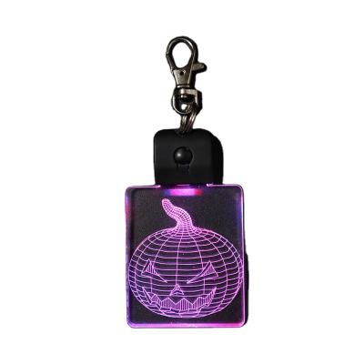 China Creative Customized Fashionable 3D Products Laser Engraving Transparent Led Crystal Keychain Halloween Shape Glass Keychain for sale