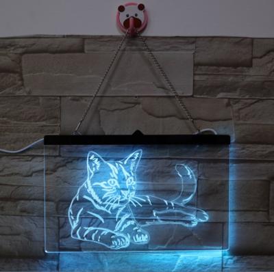 China Modern Cat Custom USB Led Modern 3d Night Lamp Plexiglass RGB Bar Signboard Fill Light for sale