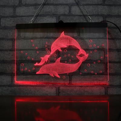 China Trendy dolphin designs led sign and table 3d sign rgb wall decoration neon sign for bar and zoom for sale