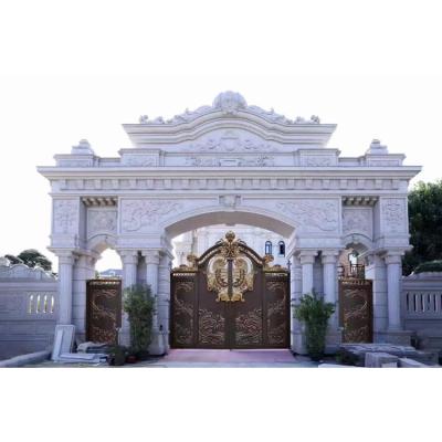 China Easily Assembled Automatic Garden Gates Swing Driveway Gate Cast Aluminum Courtyard Gate Gold Plating For Villa for sale