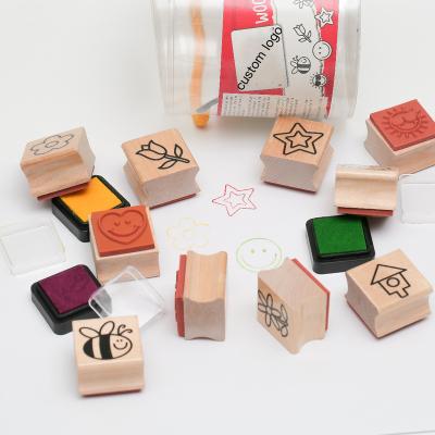 China Eco-Friendly Mini Wooden Rubber Stamp Set For Kids Gifts Cute Animal Claw Stamp Wooden Toy for sale