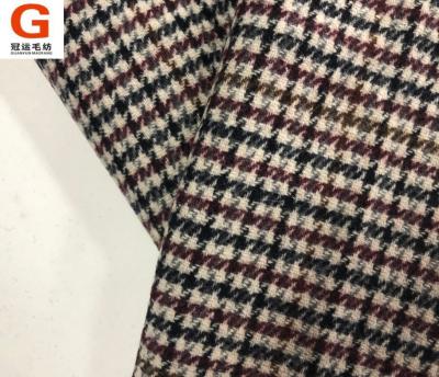 China ONE SIZE woolen fabric mill supply woolen polyester direct double sided tweed lady's coat in yarn-dyed fabric for sale