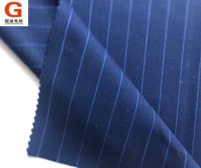 China Anti Pill Navy Blue Wool Light Wool Pin Anti Pill Striped Fabric Superb in High Quality Wool Worsted for sale