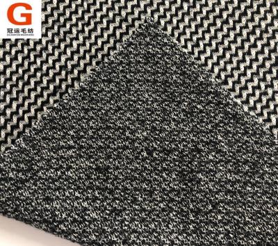 China Double faced double faced latest high quality jacquard knitted black and white woolen fabric for sale