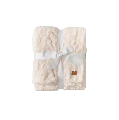 China Brand Warm Luxury Faux Snow Rabbit Fur White Mink Touch Double Layer Fleece Blanket for sale