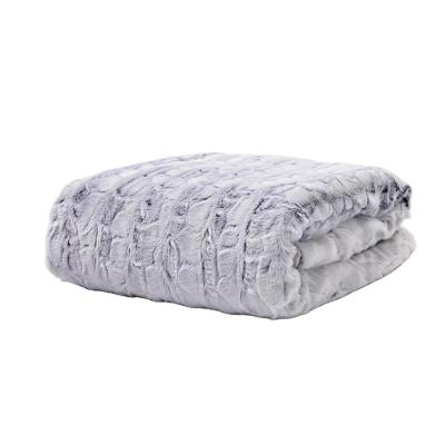 China Warm Light Blue Home Design Faux Fur Sherpa PV Throw PV Fleece Luxury Super Soft Cozy Blanket for sale