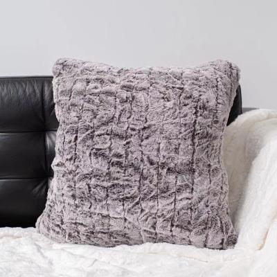 China Relax Designer Brand Microfiber Stich Gray Faux Fur Brushed Fleece Super Plush Cushion for sale