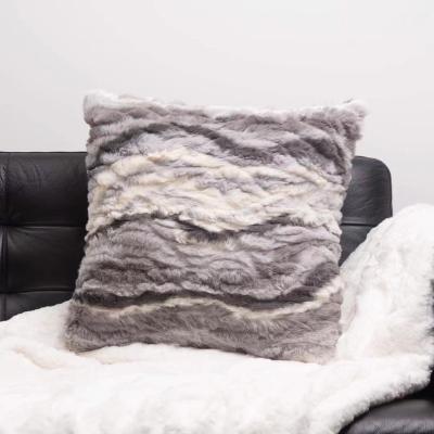 China Relax Modern Hot Designer Brand Colorful Fluffy Sofa Gray Faux Fur Fleece Cushion Sale for sale