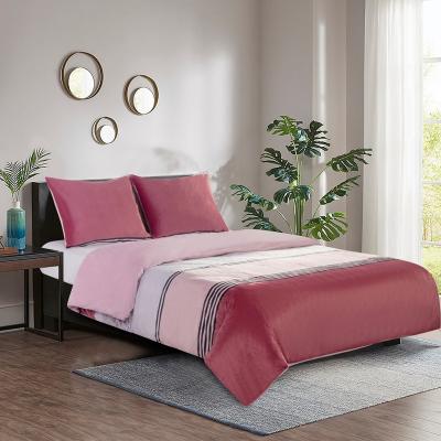 China China hot manufacture home screen printing hot pink striped super soft velvet fleece bedding comforter set for sale