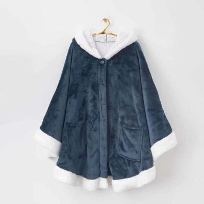 China Warm Home Daily Wearable Fleece Hooded Flannel Sherpa Evening Night Brand Covering Unisex Cape for sale