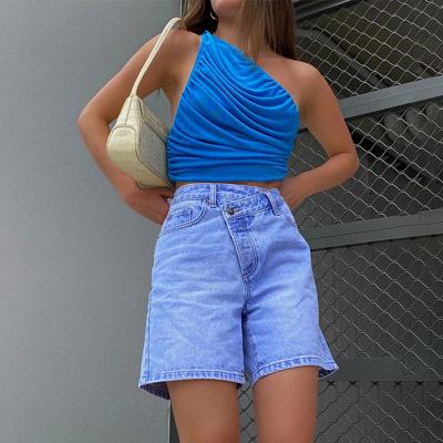 China New fashionable QUICK DRY QUICK DRY bottoms invest women's single shoulder pure color female feeling tapered body to drape vest for sale