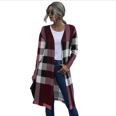 China 2021 Fashion Autumn Women Plaid Button Down Anti-Wrinkle Plus Size Anti-Wrinkle Coats Straight Pocket Coat Cardigan for sale