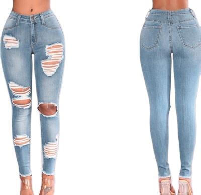 China 2020 European and American new fashion casual high style hip stretch hip stretch jeans street fashion ripped jeans breathable for sale