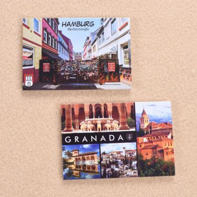 China Shape Souvenirs Country Cheap Tourist Metal Tin Sublimation Photo Fridge Magnet for sale