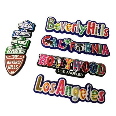 China Shape Custom Hollywood Los Angeles California Tourist Souvenir Fridge Magnets USA Souvenir Soft PVC Fridge Magnet for sale