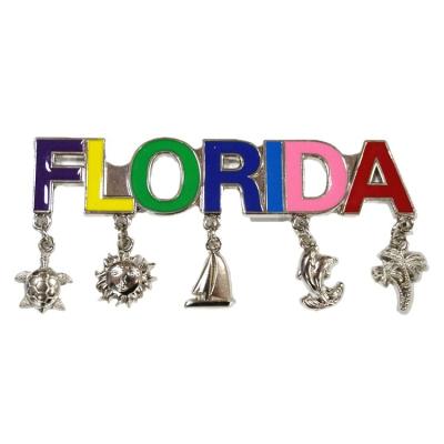 China Shape Custom Miami Florida Tourist Beach Souvenir Metal Pendant Fridge Magnet With Charms for sale