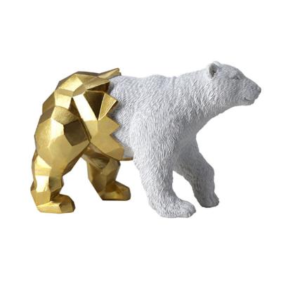 China Europe Geometry Nordic Modern Creative Resin Sculpture Animal White Bear Statue For Home Decoration for sale