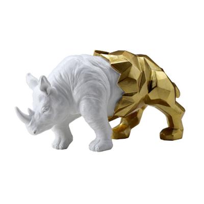 China Nordic Antique Resin Desktop Decoration Europe Head Office Figurine Rhinoceros Animal Statue for sale