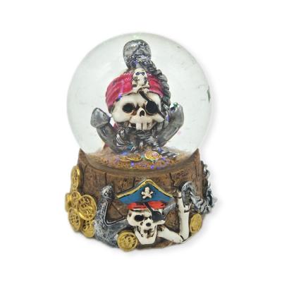 China USA Mexico Resin Snowball Souvenir Nautical Pirates of the Caribbean Skull Snow Globe for sale