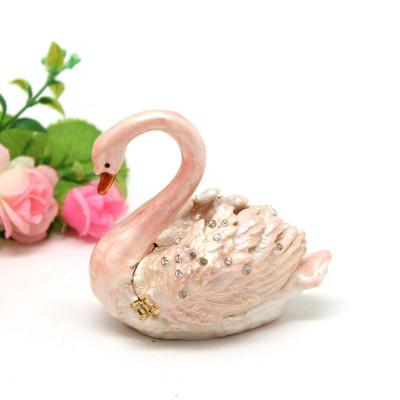 China Unique Animal Shape Mini Swan Alloy Jewelry Box Gifts Valentine's Day Gifts for sale